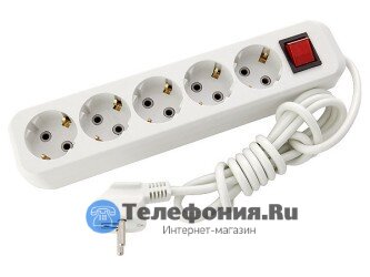 SVITTEX SV-017-5 удлинитель с пятиместной розеткой, заземленимем и выключателем шнур 5 м 20IP